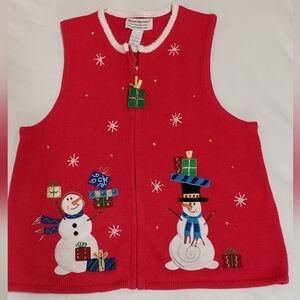 Christmas Party Sweater Vest,large,snowmans,teacher,holidayparty,red Green